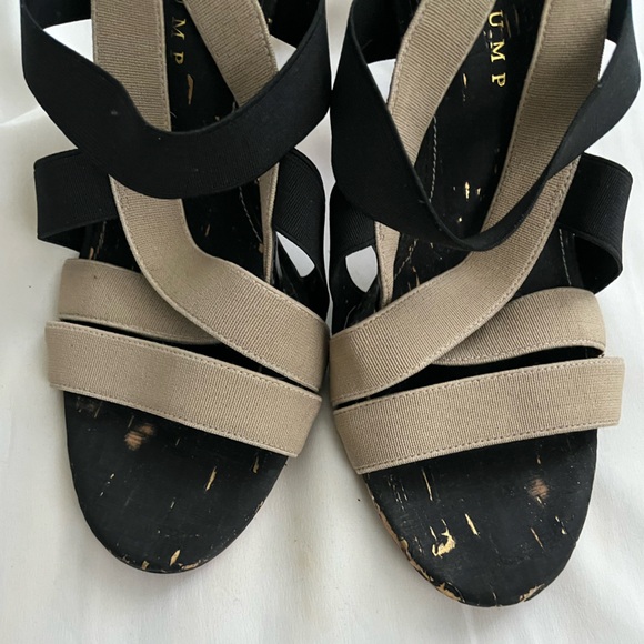 Ivanka Trump Black/Tan Strappy Heels - Picture 6 of 9